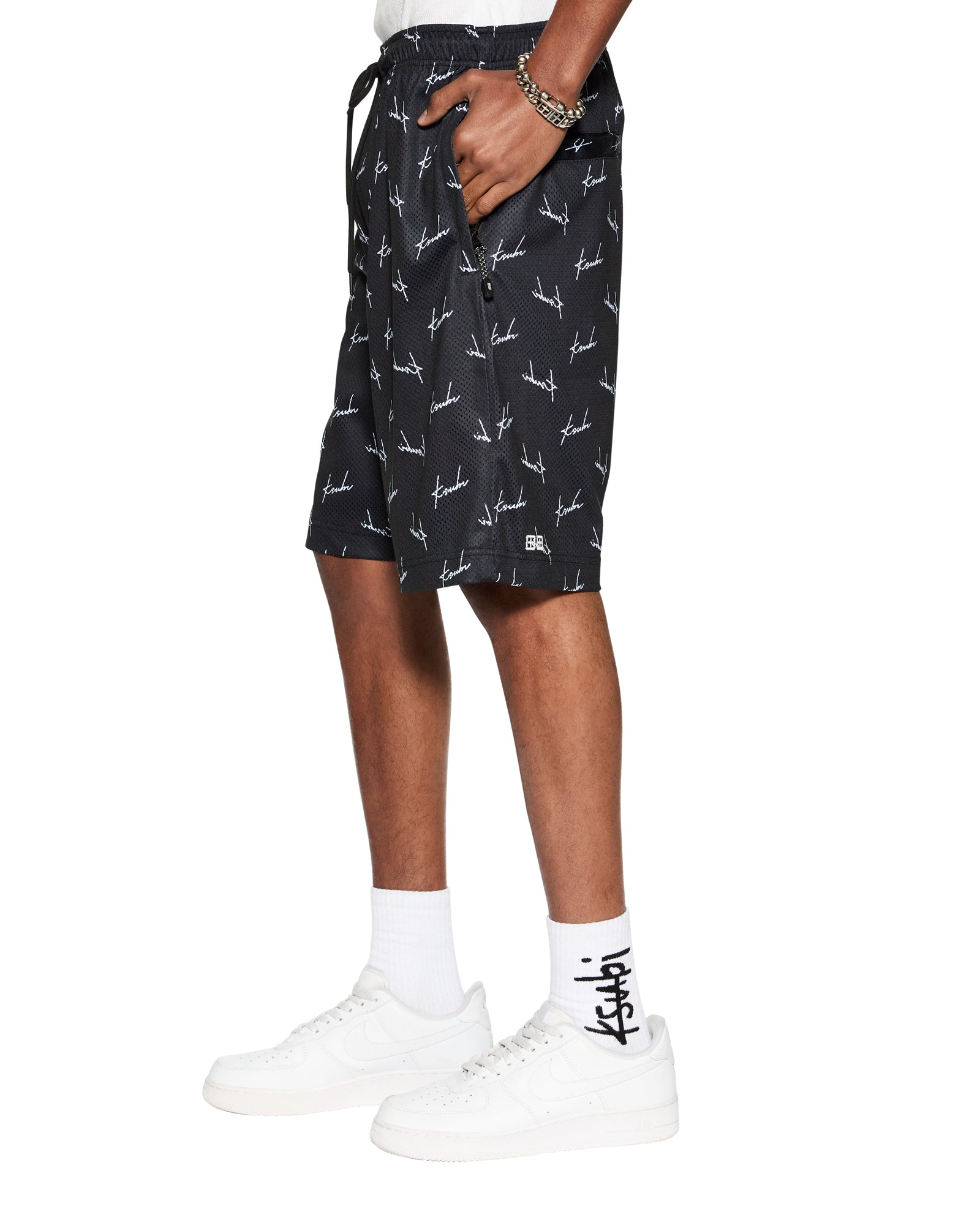 MENS SKRIPT MESH SHORT BLACK REGULAR WALKSHORTS