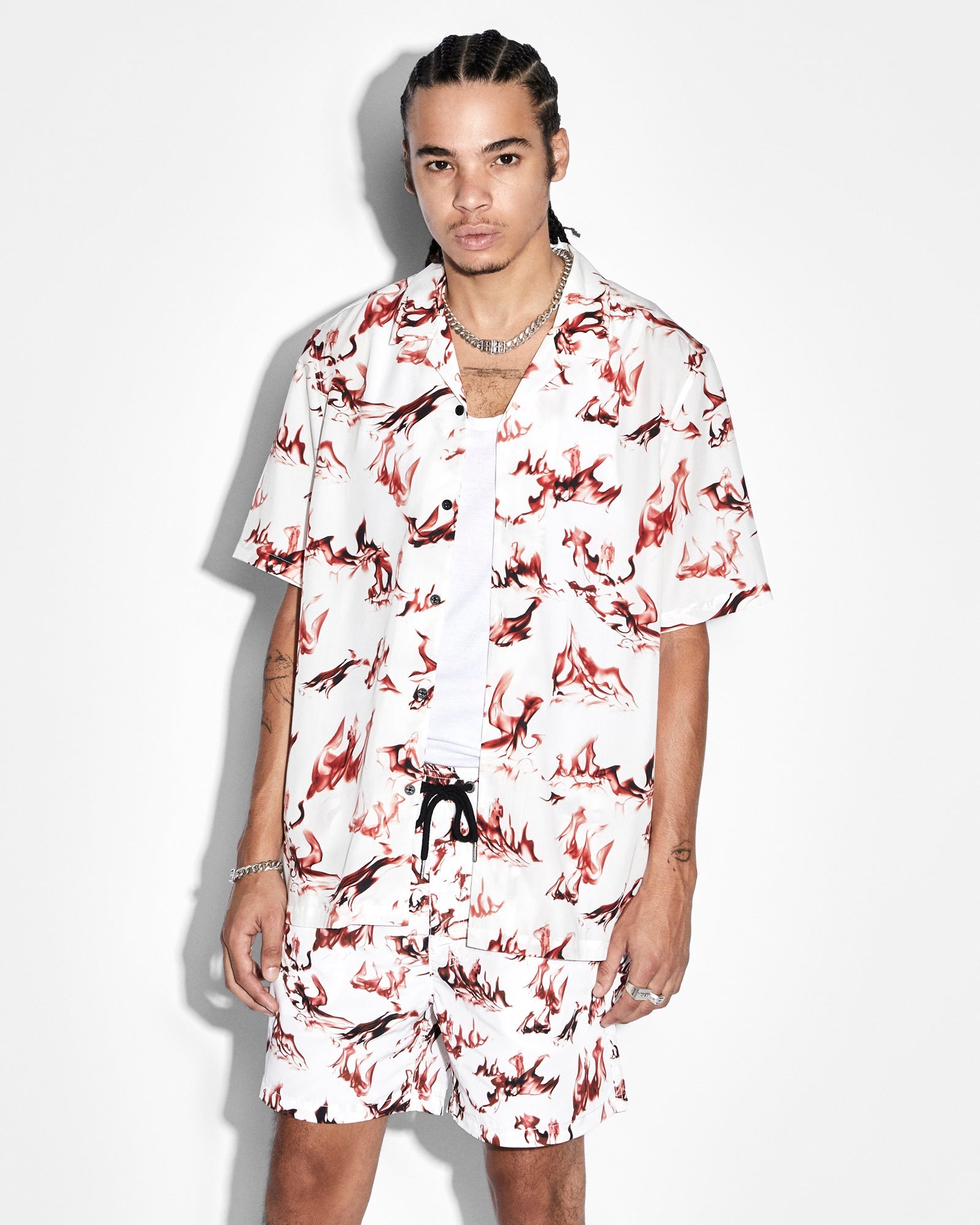 MENS  BURNT BOARDSHORT WHITE REGULAR WALKSHORTS