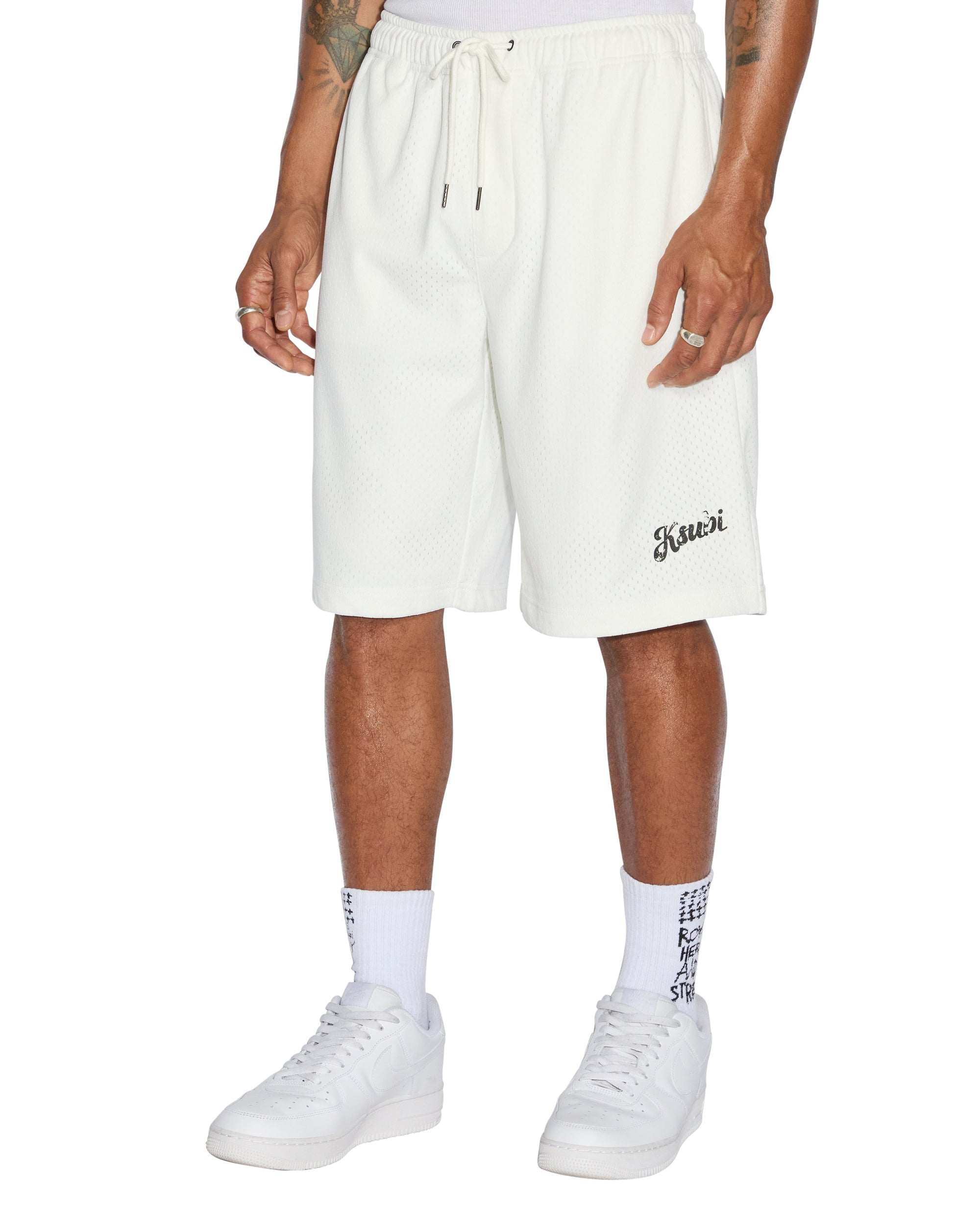 MENS  ROLL MESH SHORT WHITE REGULAR WALKSHORTS