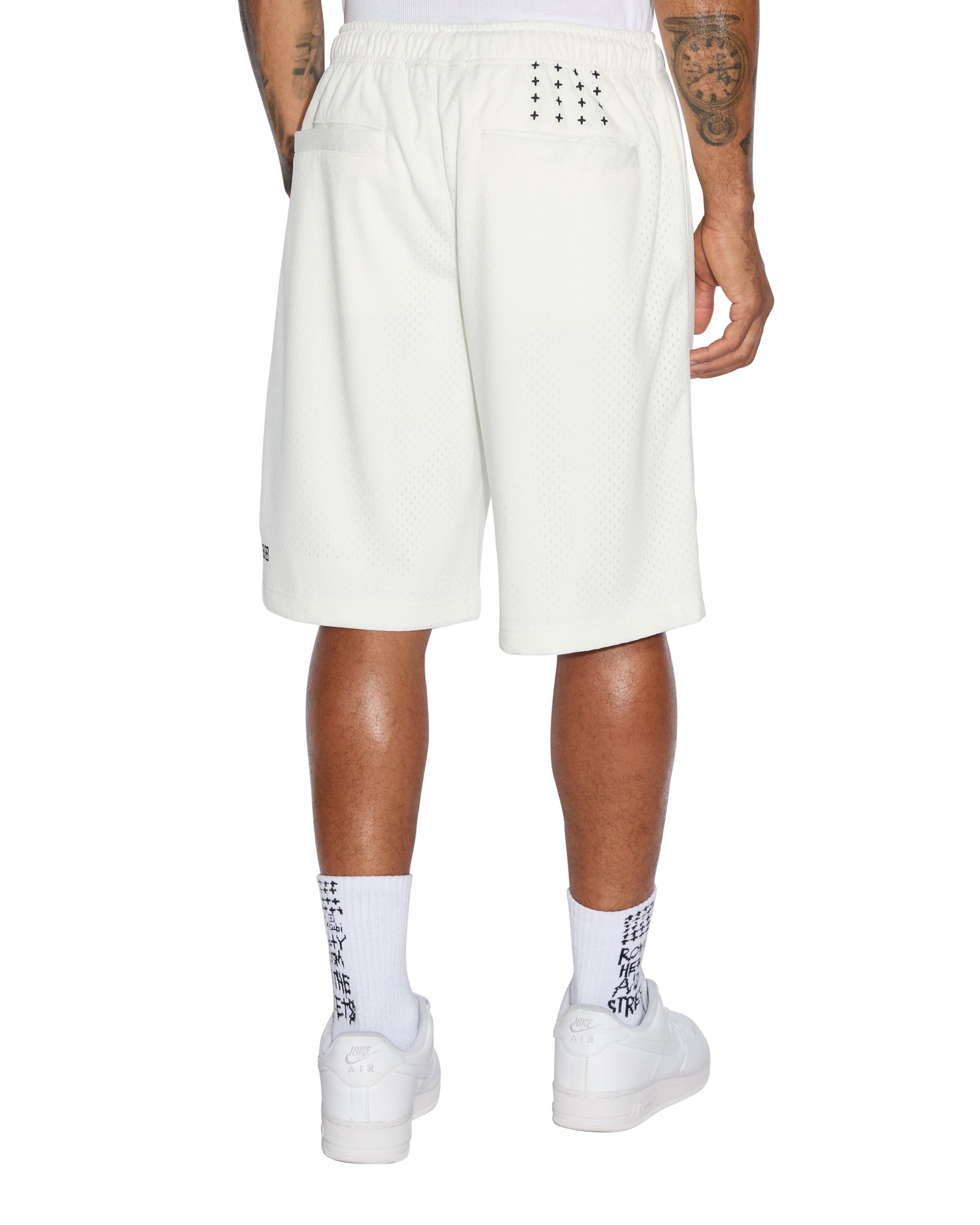 MENS  ROLL MESH SHORT WHITE REGULAR WALKSHORTS