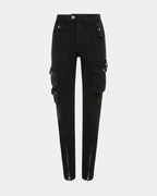 WOMENS STRAIGHT UP STEALTH CARGO DENIM JEANS