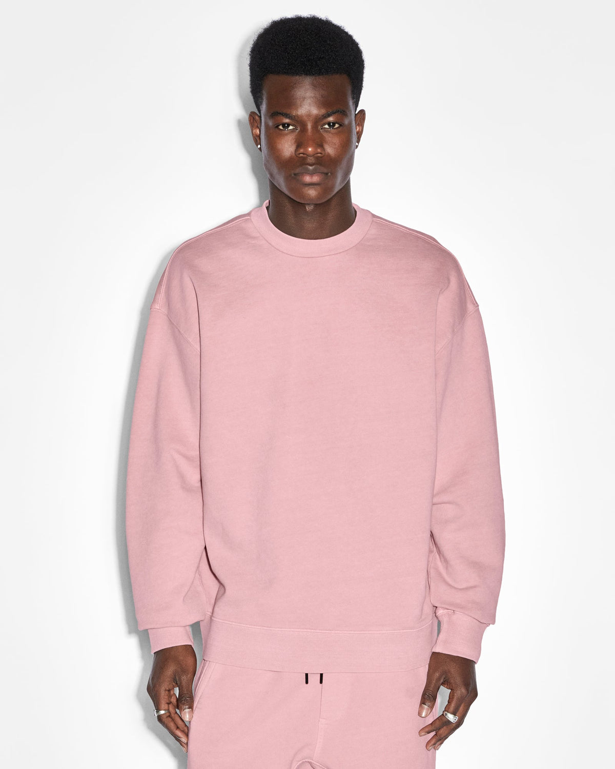 Mens 4x4 Biggie Crew Quartz Oversized Fleece - Pink