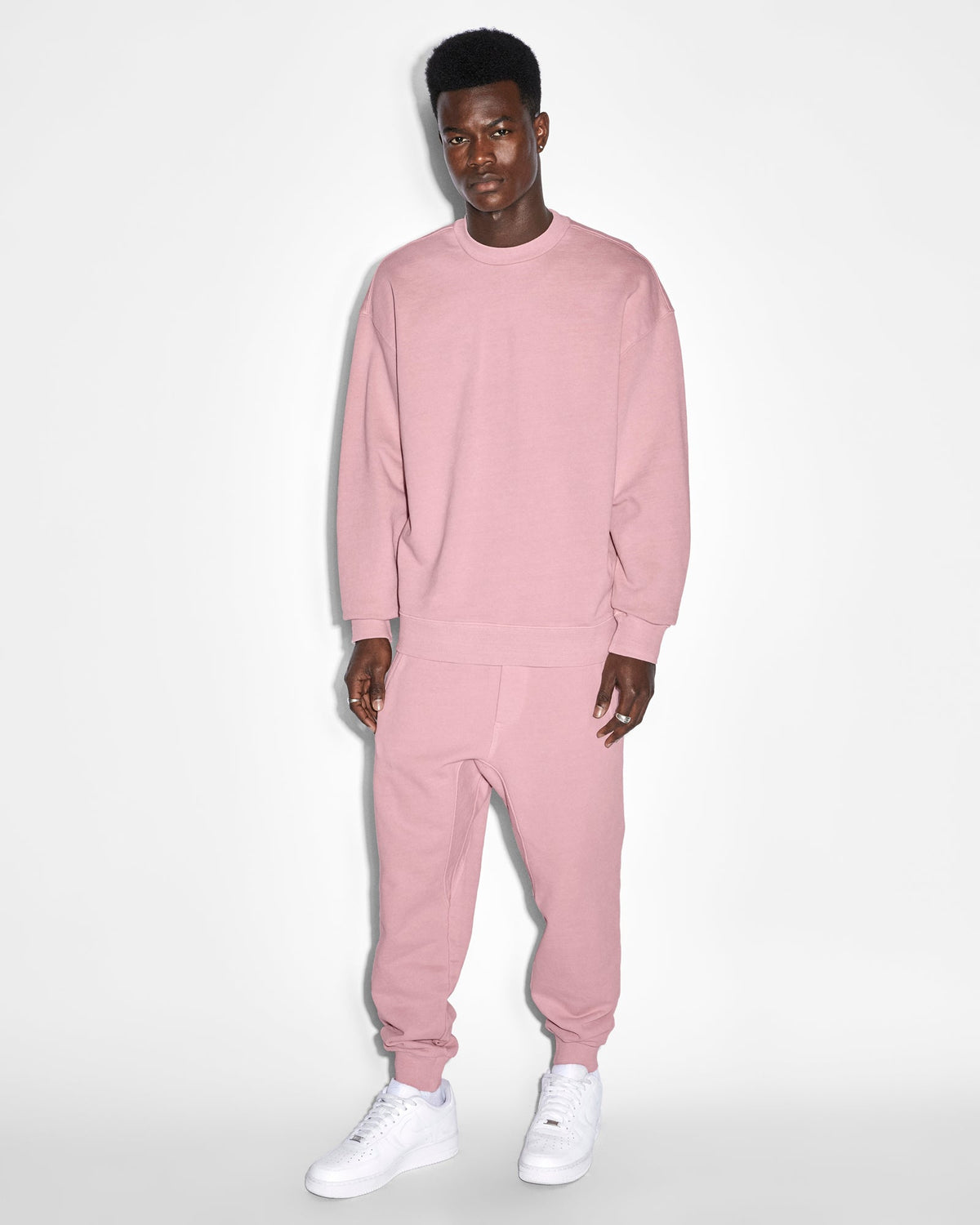 Mens 4x4 Biggie Crew Quartz Oversized Fleece - Pink