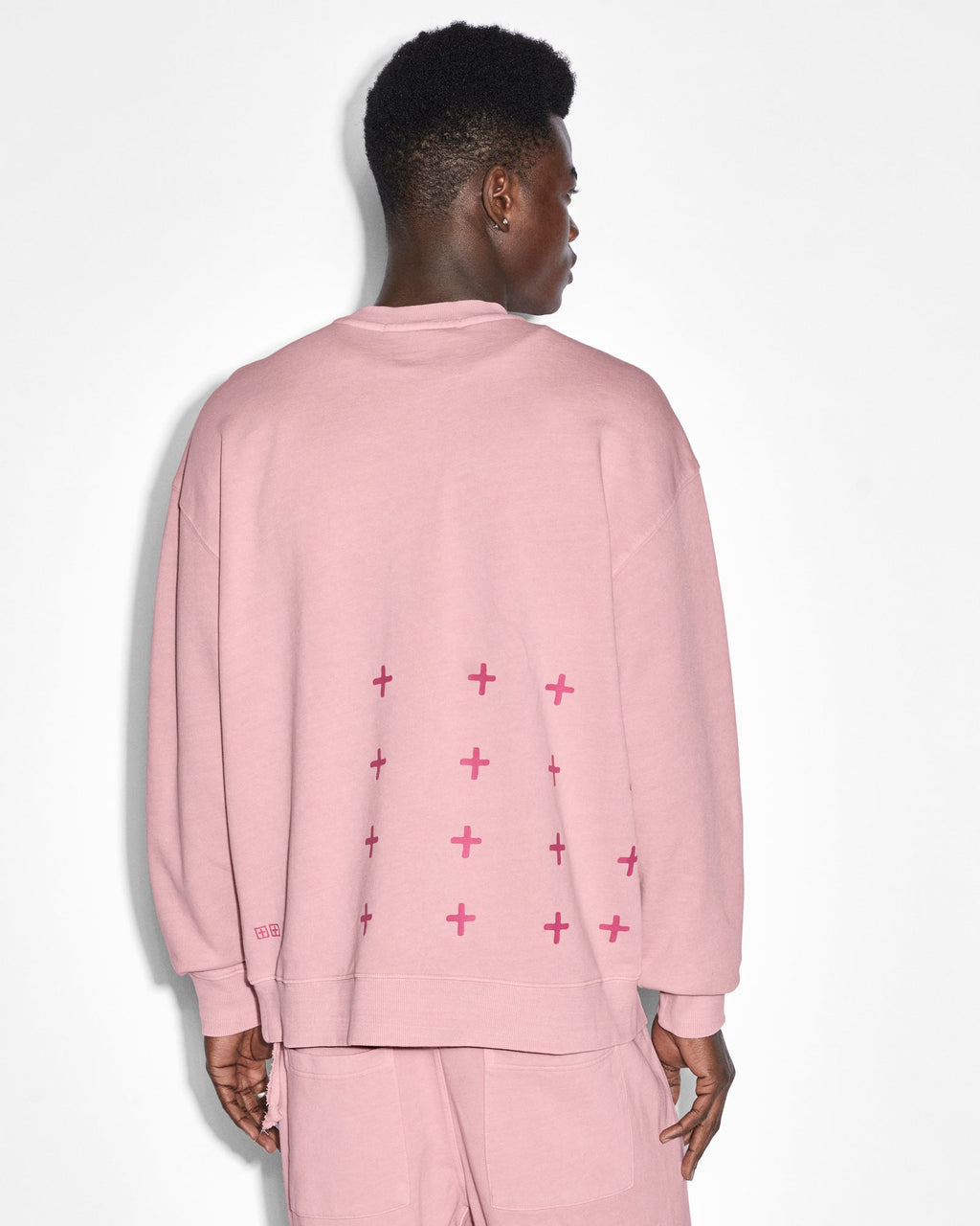 Mens 4x4 Biggie Crew Quartz Oversized Fleece - Pink