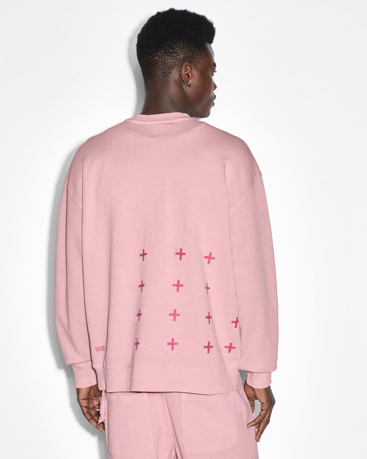 Mens 4x4 Biggie Crew Quartz Oversized Fleece - Pink