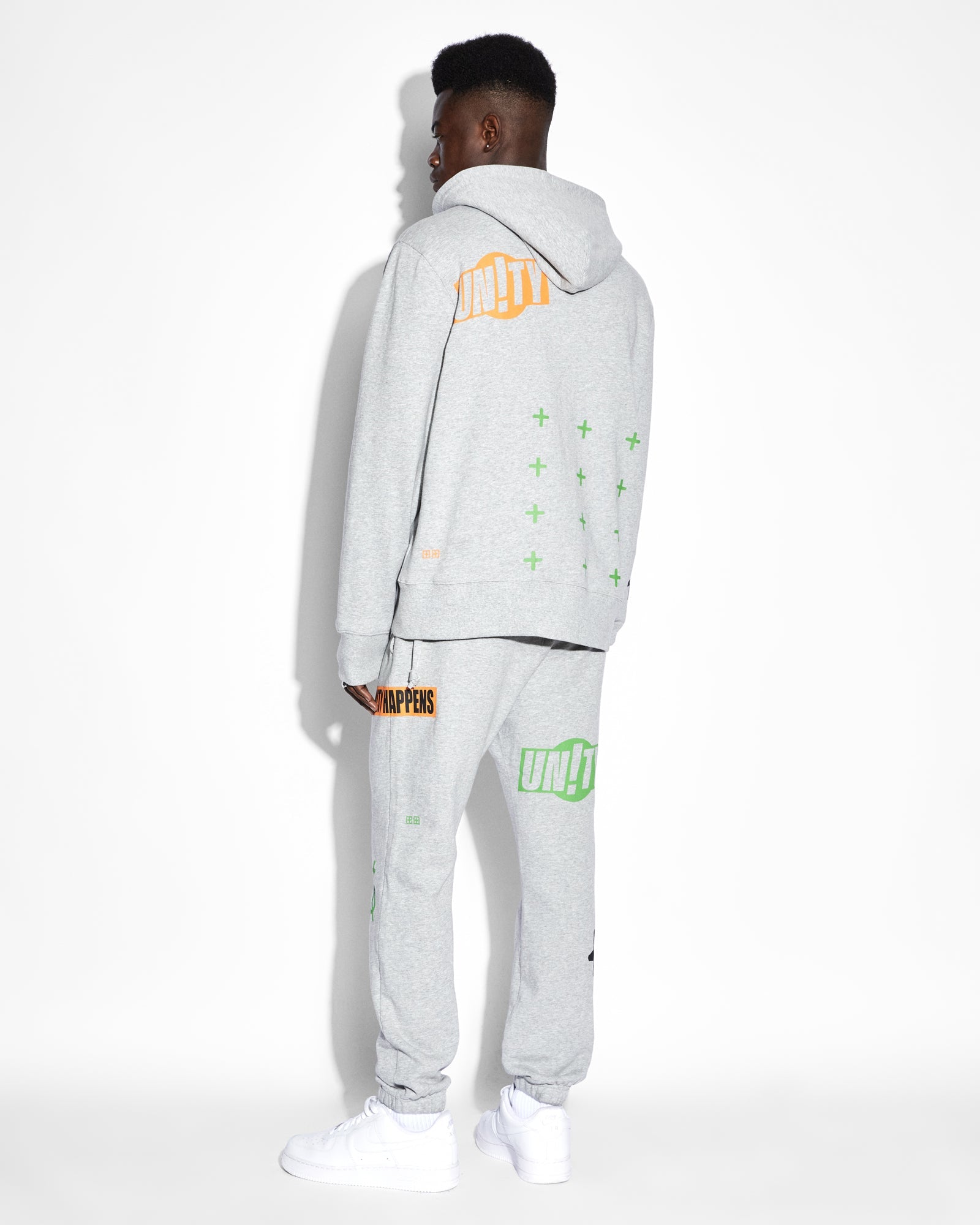 MENS  COLLECTIVE KASH HOODIE GREY MARLE REGULAR FLEECE