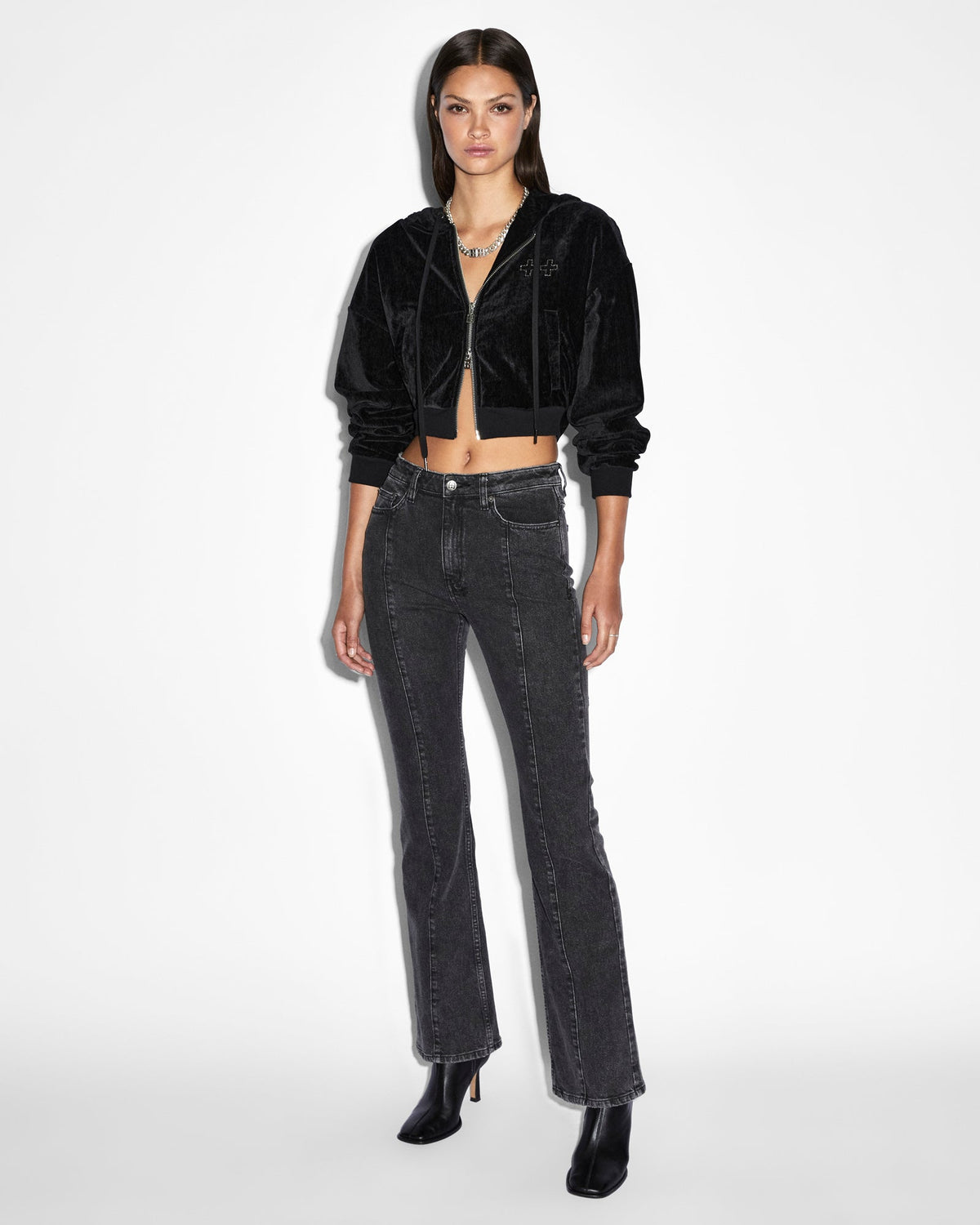 Womens Ritzy Infinity Jumper Black Boxy Fleece - Black