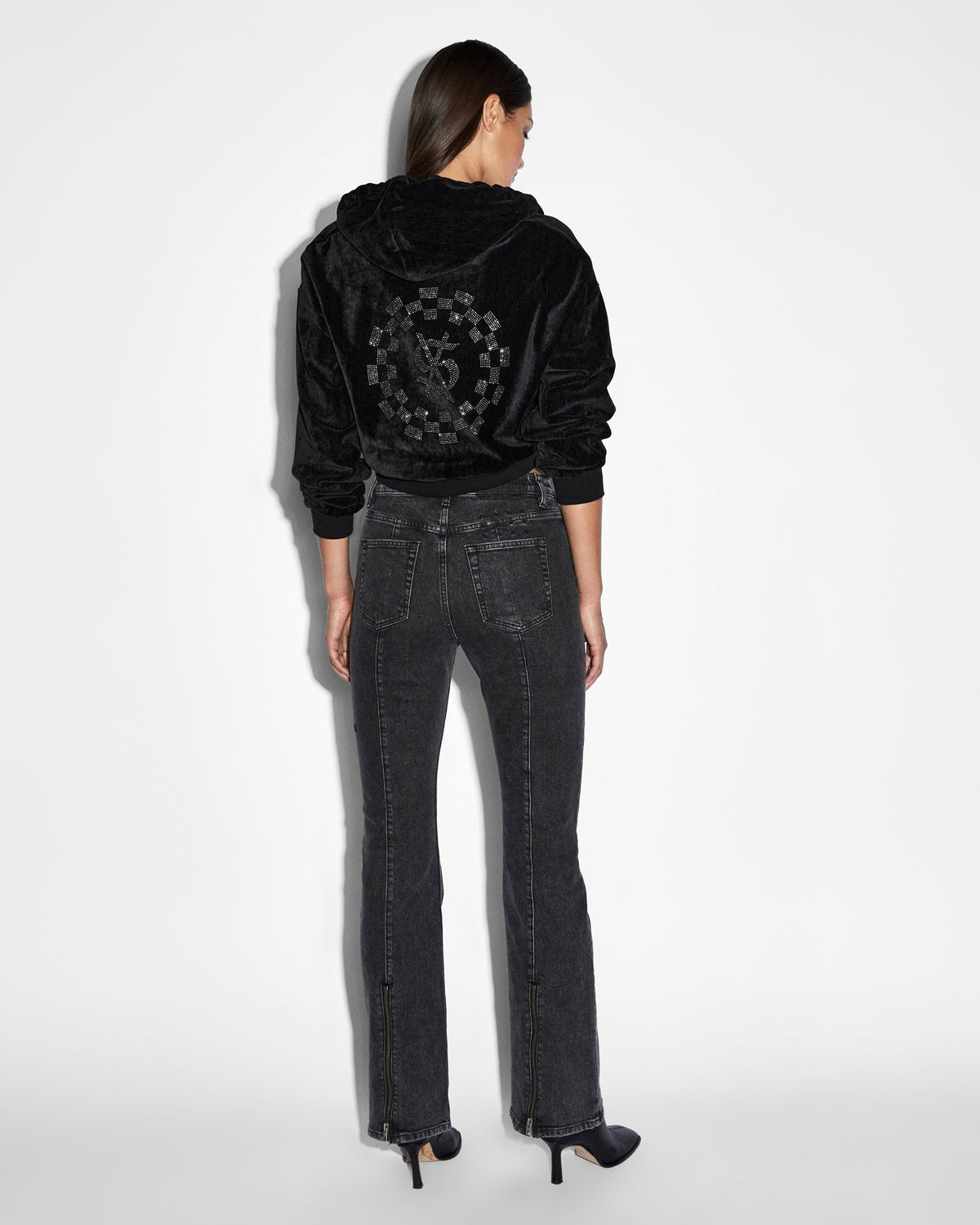 Womens Ritzy Infinity Jumper Black Boxy Fleece - Black