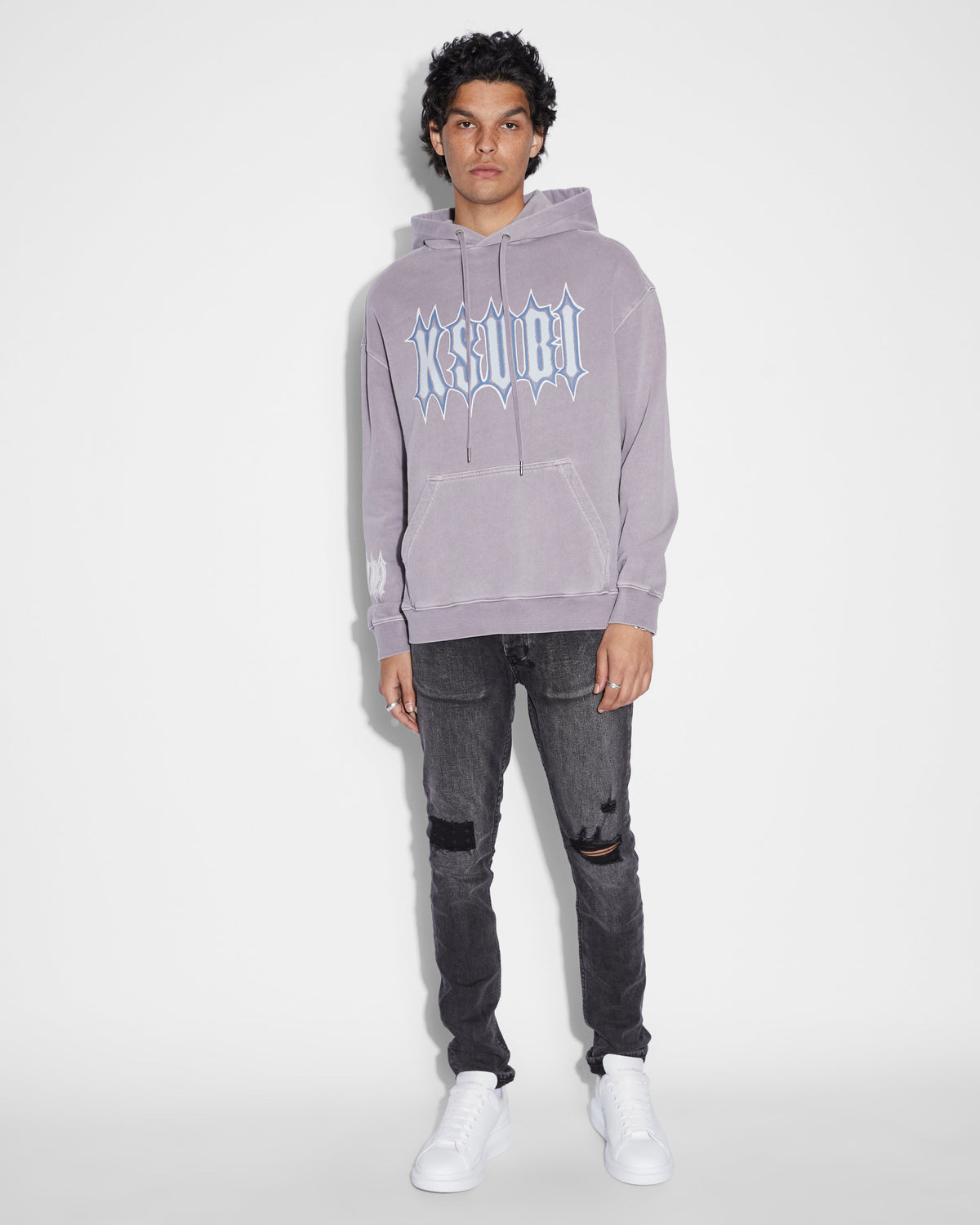 Mens Serrated Biggie Hoodie Silt Oversized Fleece - Purple