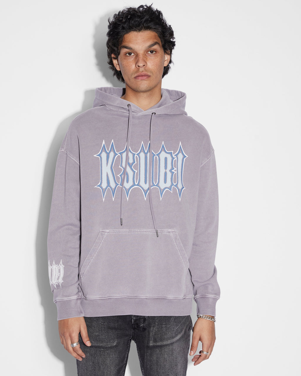 Mens Serrated Biggie Hoodie Silt Oversized Fleece - Purple