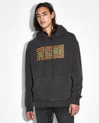 Mens Spiral Biggie Hoodie Faded Black Oversized Fleece - Black