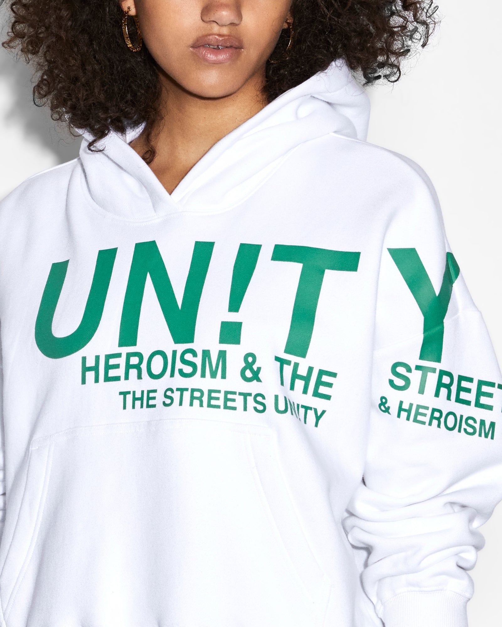 WOMENS  UNITY SLOUCH HOODIE WHITE OVERSIZED FLEECE