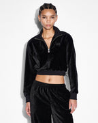 WOMENS RICHIE HALF ZIP CROP BLACK FLEECE