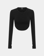 Womens Syndicate Crop Ls Tee Black Fitted Tees - Black