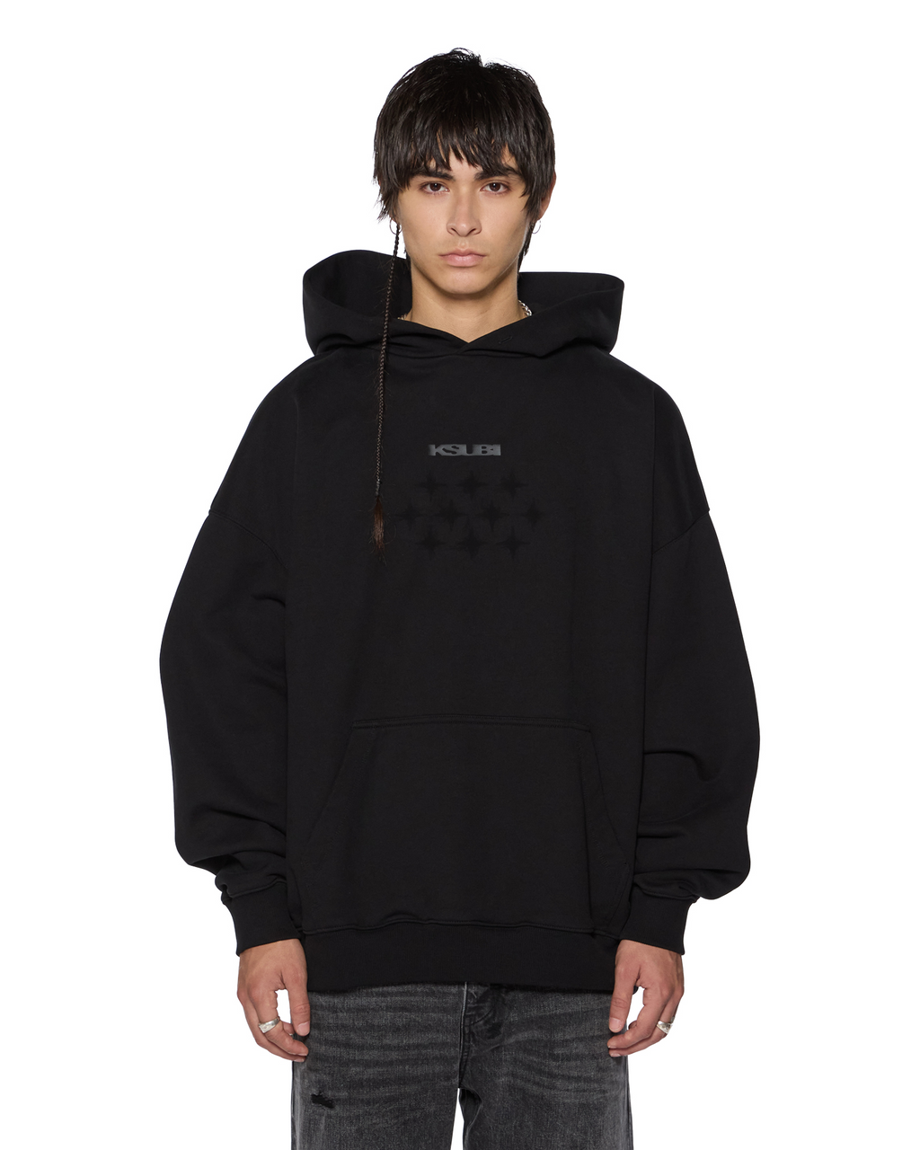 Mens Ksubi X Stayme7o Ekcess Hoodie Jet Black Fleece - Black