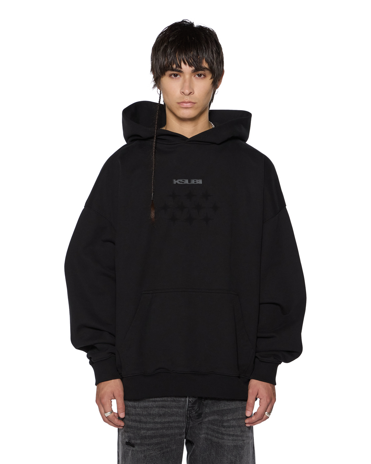 Mens Ksubi X Stayme7o Ekcess Hoodie Jet Black Fleece - Black