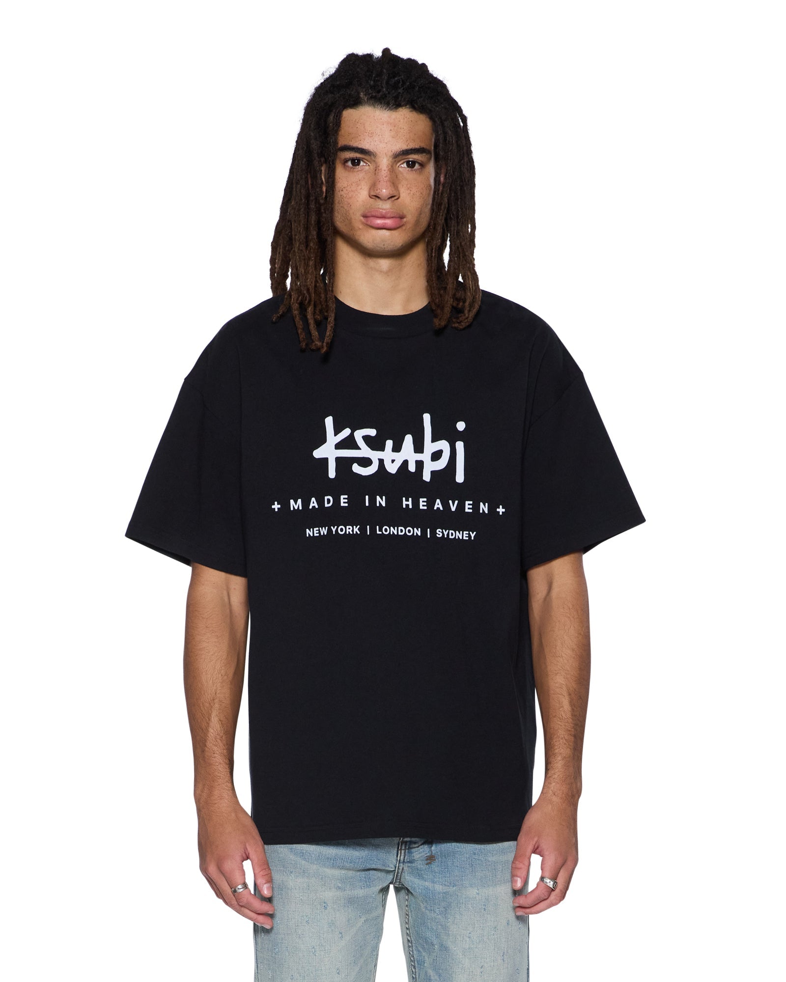 MENS  PLATED EKCESS SS TEE JET BLACK OVERSIZED TEES