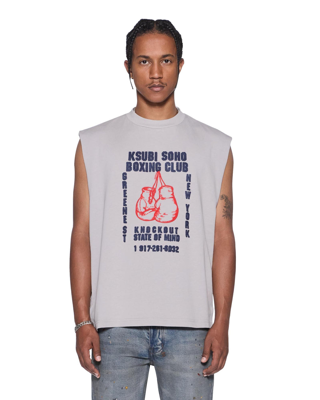 Mens Club Cut Off Krete Oversized Tees - Grey