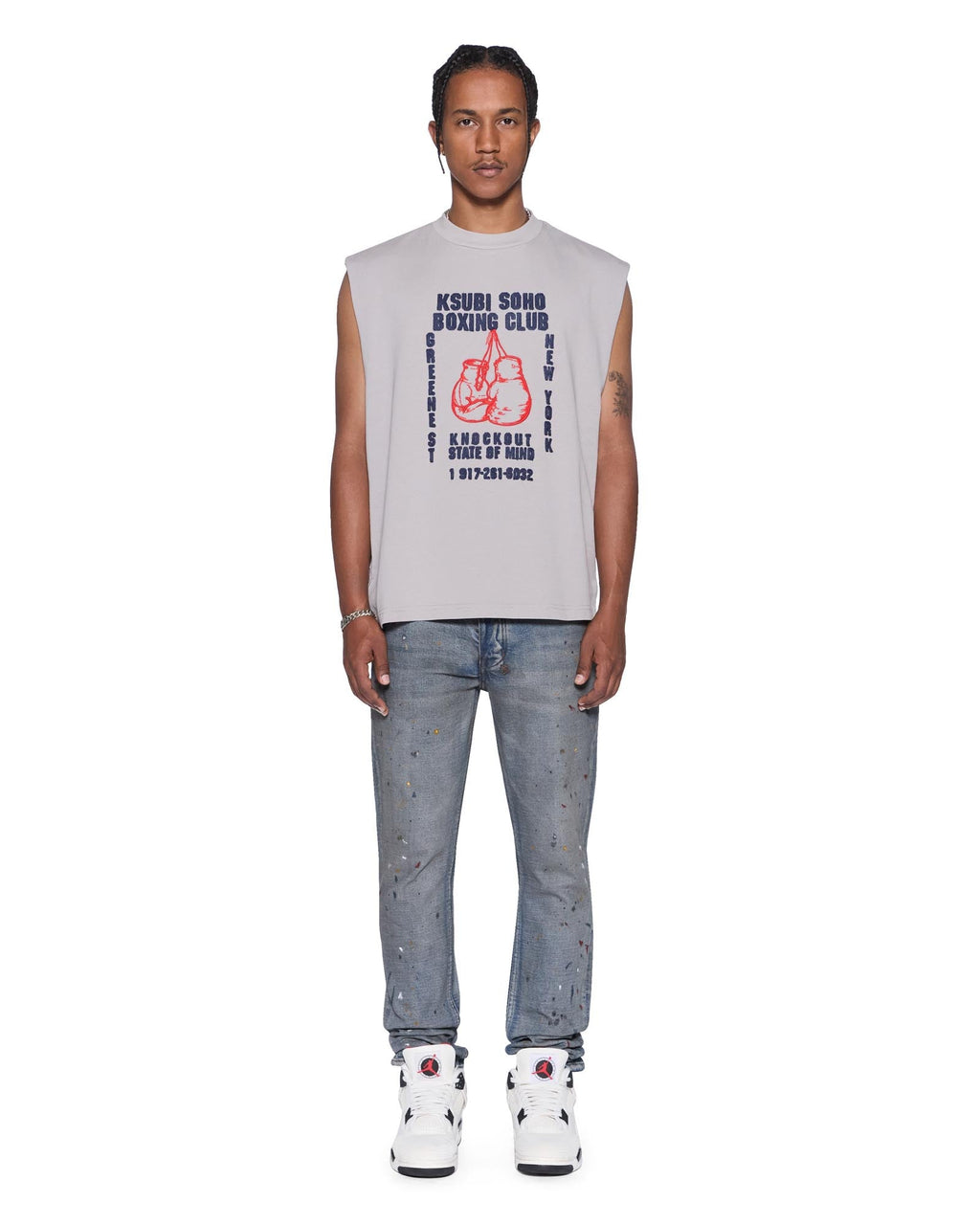 Mens Club Cut Off Krete Oversized Tees - Grey