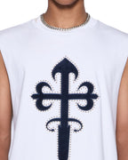 Mens Kaliba Ekcess Cut Off Tee Tru White Oversized Tees - White