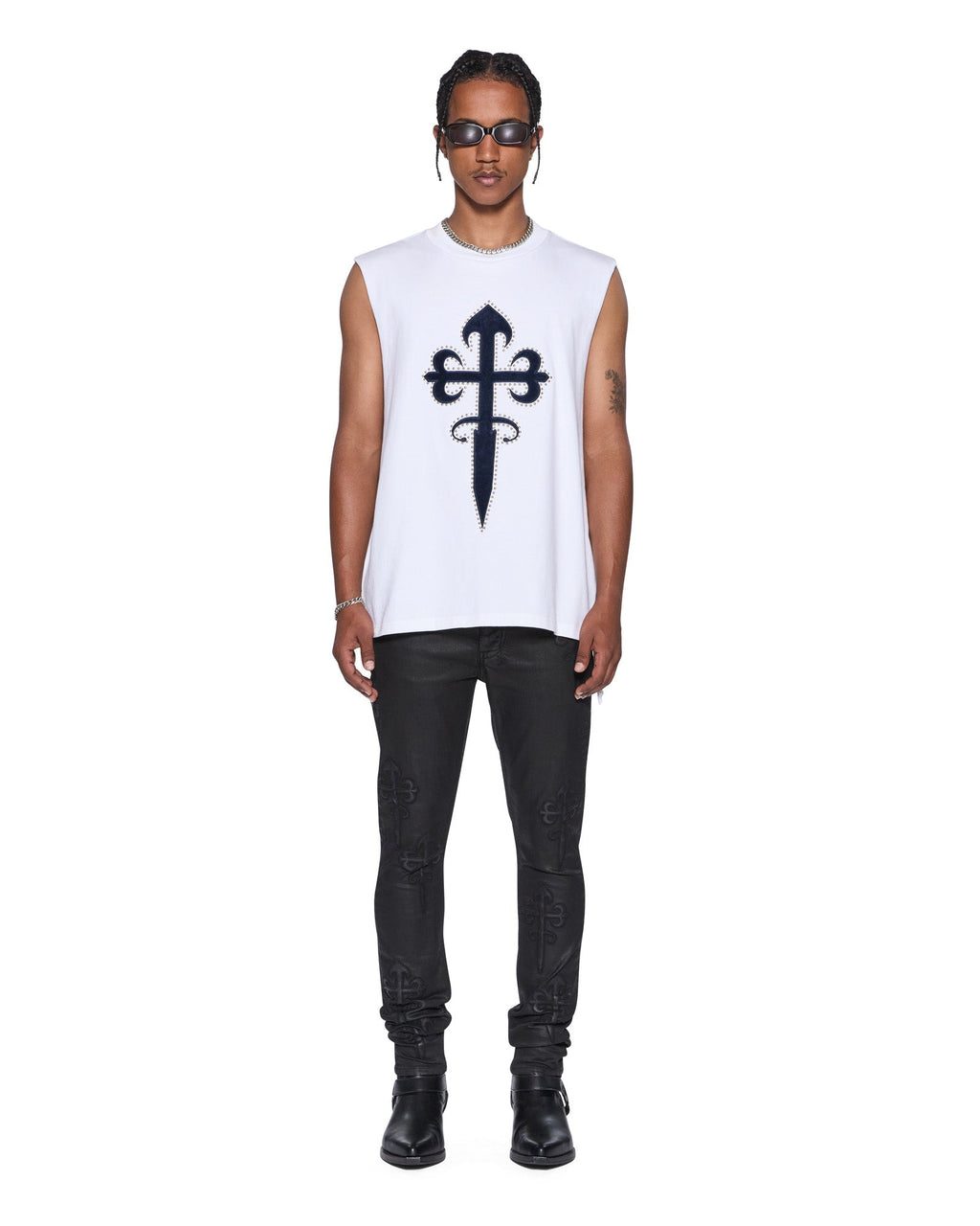 Mens Kaliba Ekcess Cut Off Tee Tru White Oversized Tees - White
