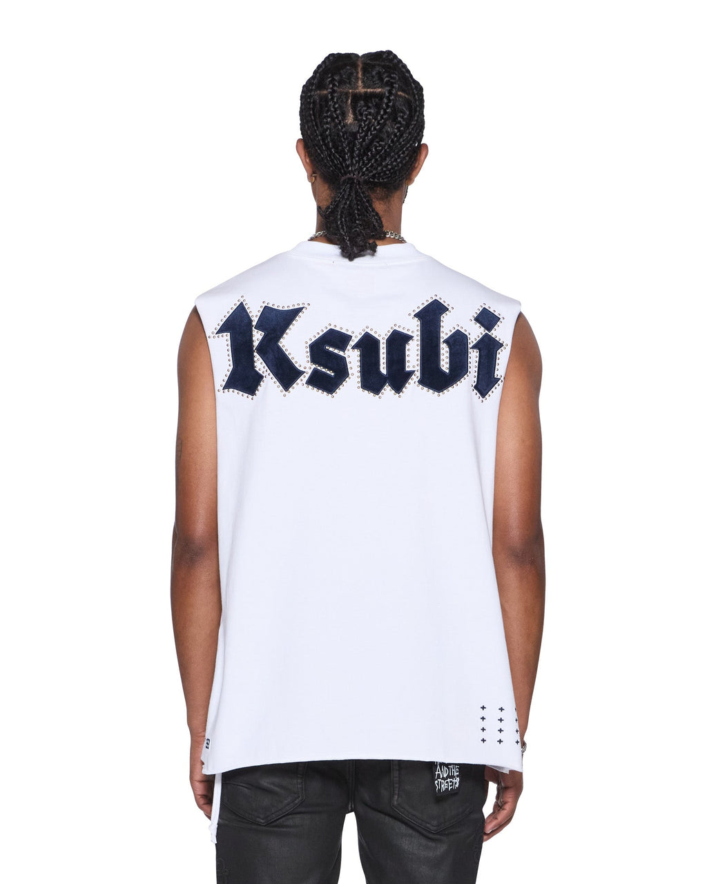 Mens Kaliba Ekcess Cut Off Tee Tru White Oversized Tees - White