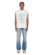 Mens Ksaint Cut Off Tee Vintage White Oversized Tees - White