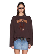 Womens Ksubi Ranch Altar Boyfriend Ls Tee Choc Oversized Tees - Brown