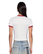 Womens Raceway Shrunken Jersey Off White Regular Fashion Tops - Beige