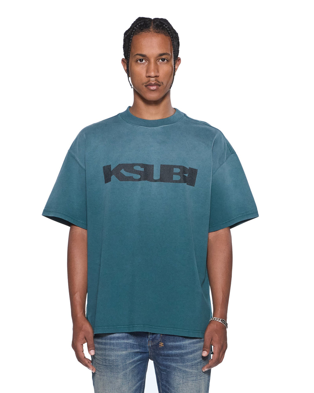 Mens Rugged Ekcess Ss Tee Opal Green Oversized Tees - Green