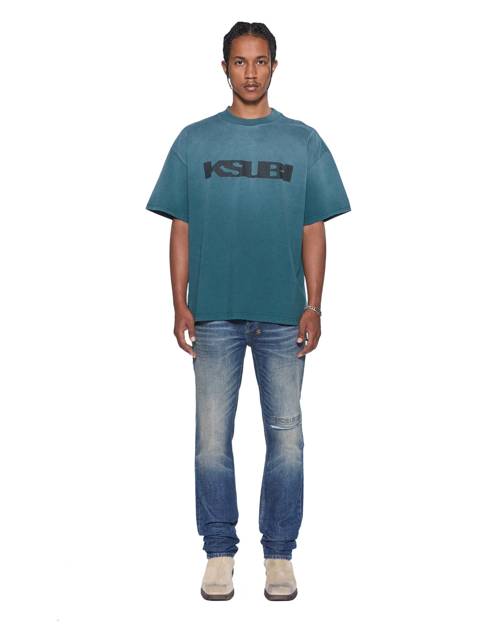 Mens Rugged Ekcess Ss Tee Opal Green Oversized Tees - Green