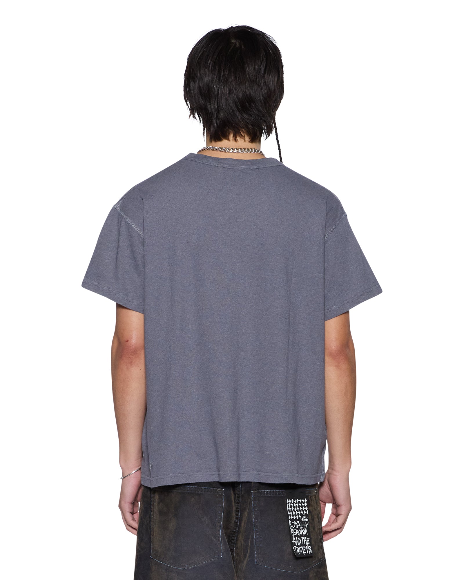 MENS  SLUB SID SS TEE CHARCOAL SLIM TEES