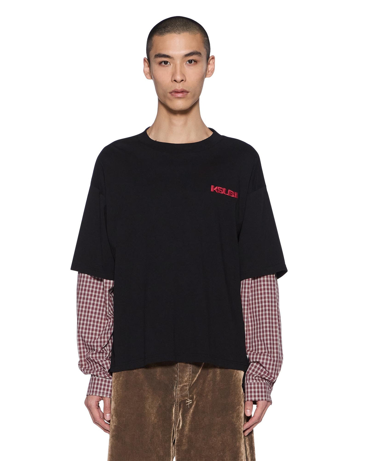 Mens Sott Halen Ls Layered Tee Black Fade Baggy Tees - Multi Colour