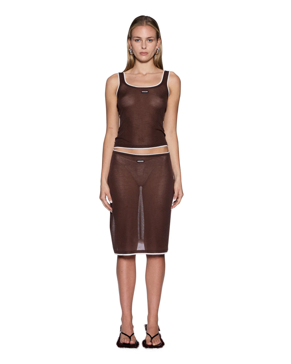 Womens Sott Layered Chloe Tank Camel Brown Regular Tees - Brown