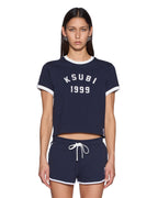 Womens Varsity Shrunken Ss Tee Navy Fitted Tees - Navy