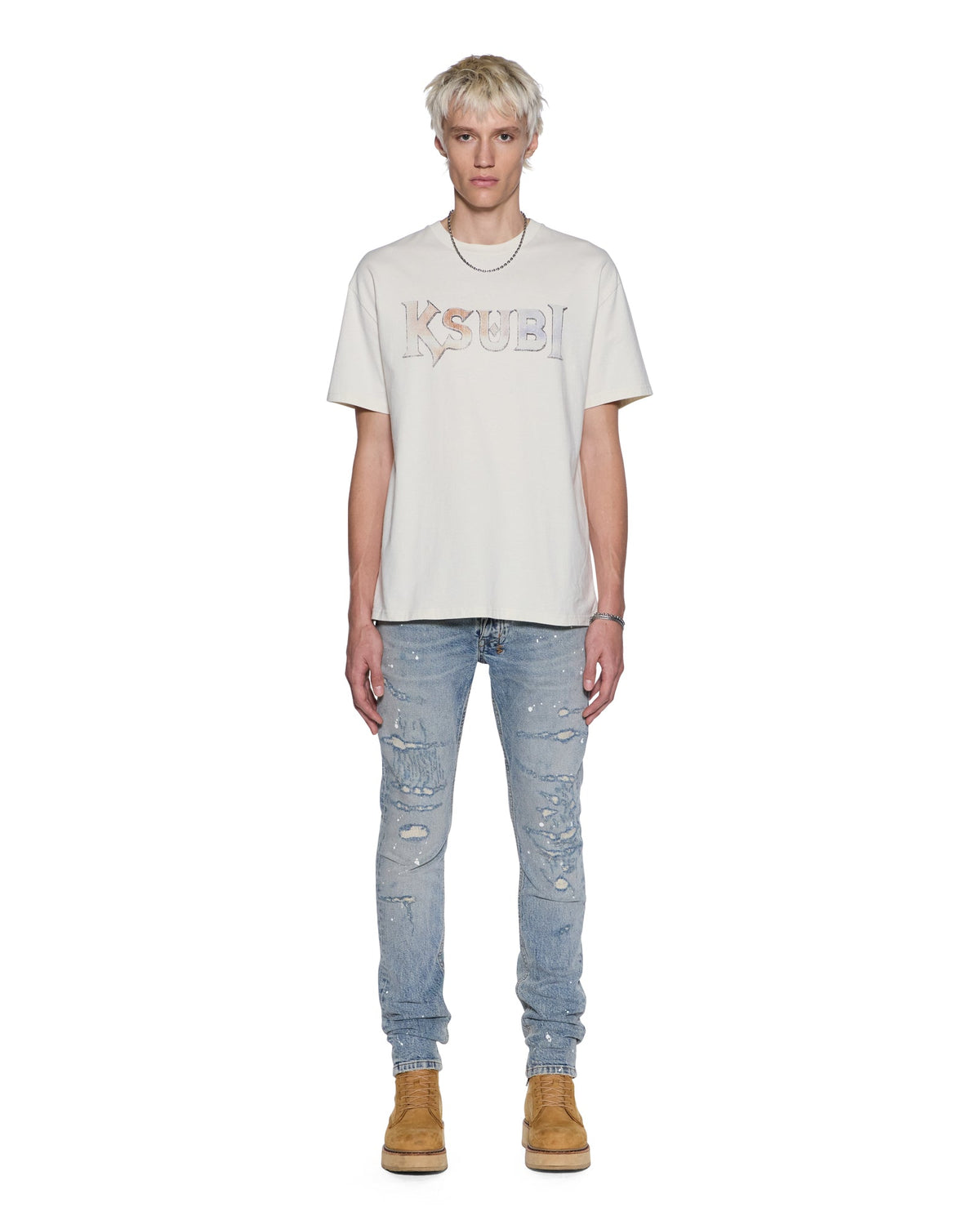 MENS DEATH SNAKE BIGGIE SS TEE ANTIQUE WHITE TEES
