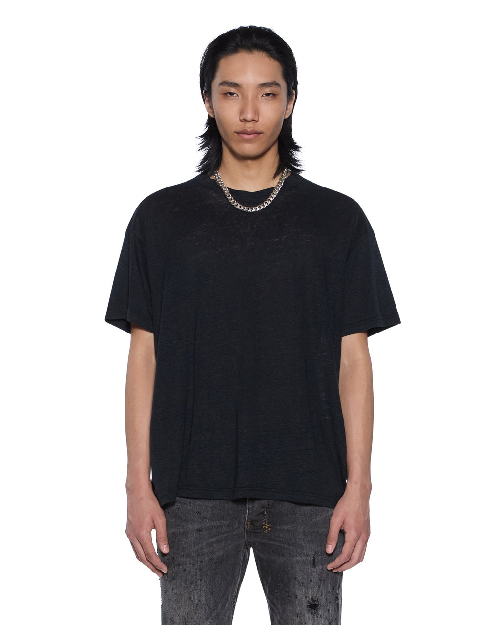 MENS SID LINEN SS TEE JET BLACK TEES