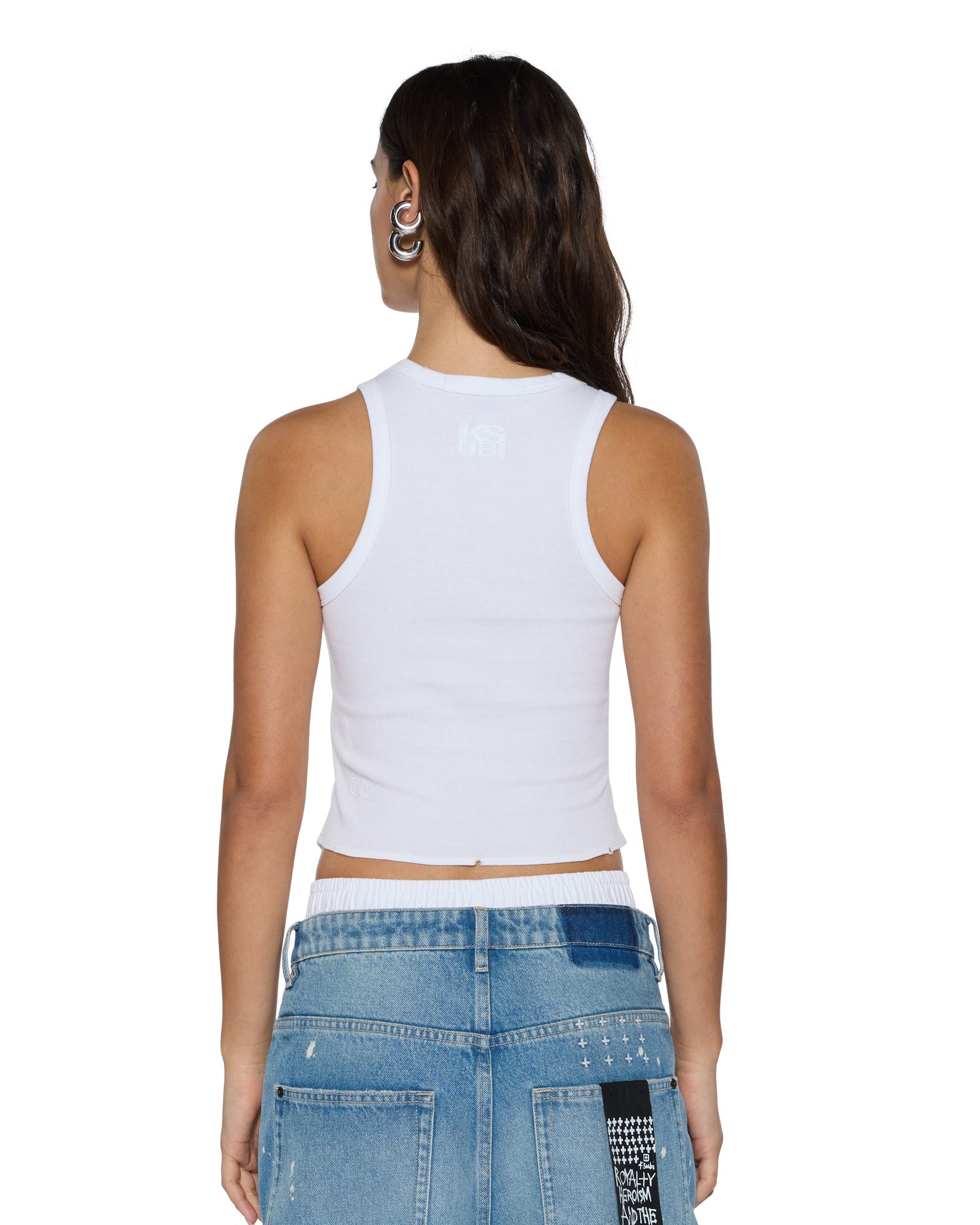 WOMENS  ORIGIN TANK GARTER WHITE FITTED FASHION TOPS
