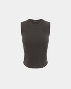 WOMENS STAGED TANK WASHED BLACK TEES