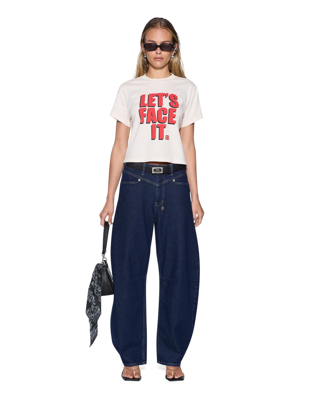 WOMENS LETS FACE IT SHRUNKEN SS TEE BONE TEES
