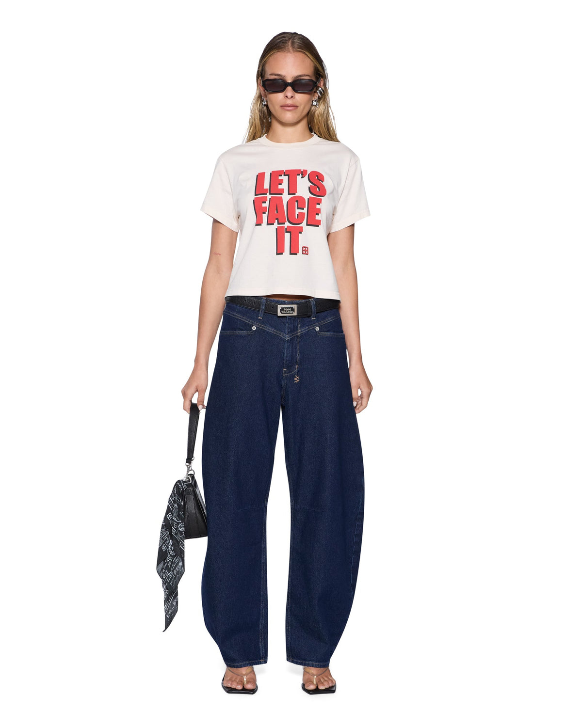 WOMENS LETS FACE IT SHRUNKEN SS TEE BONE TEES