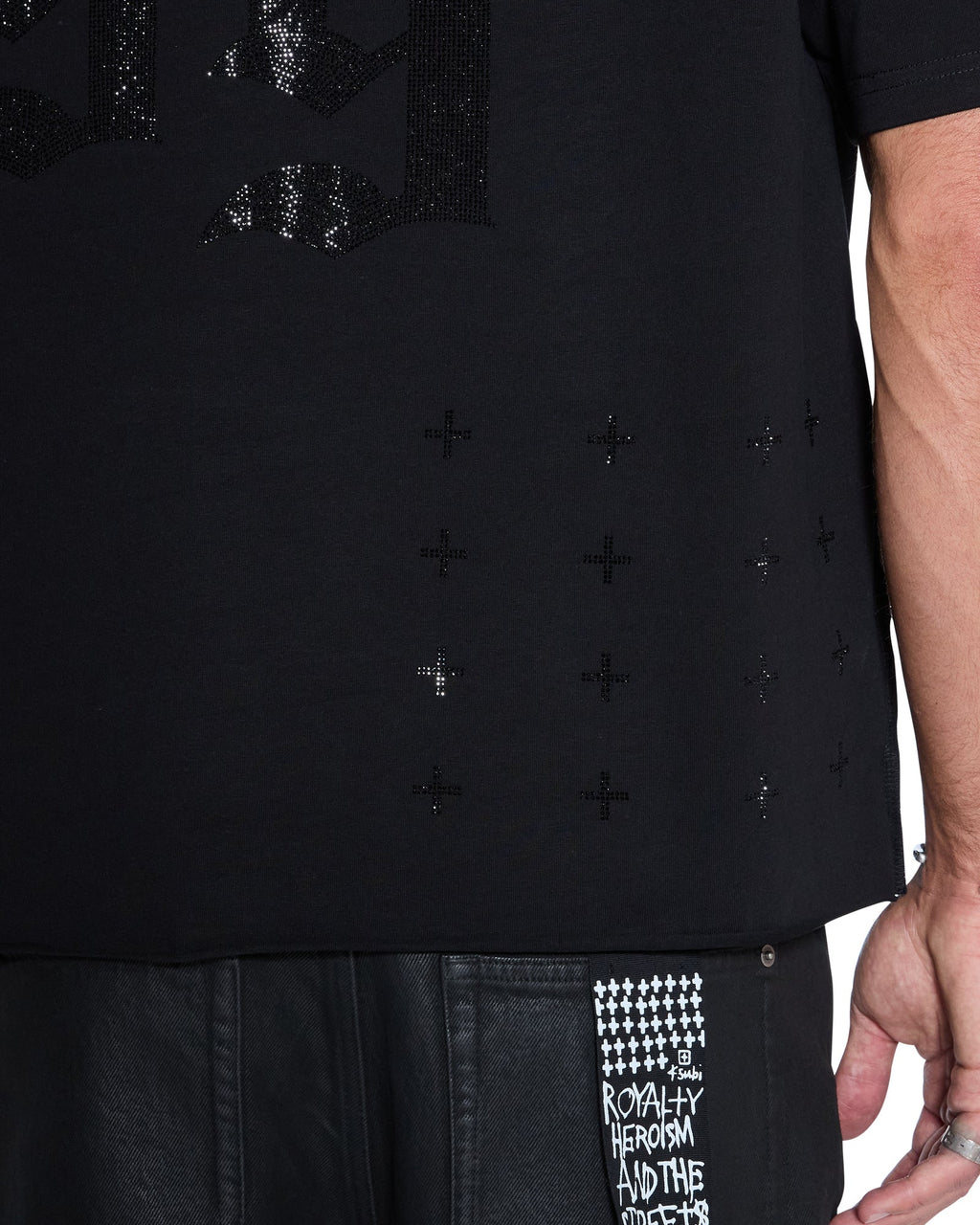 MENS STARDOM EKCESS SS TEE JET BLACK CRYSTAL TEES
