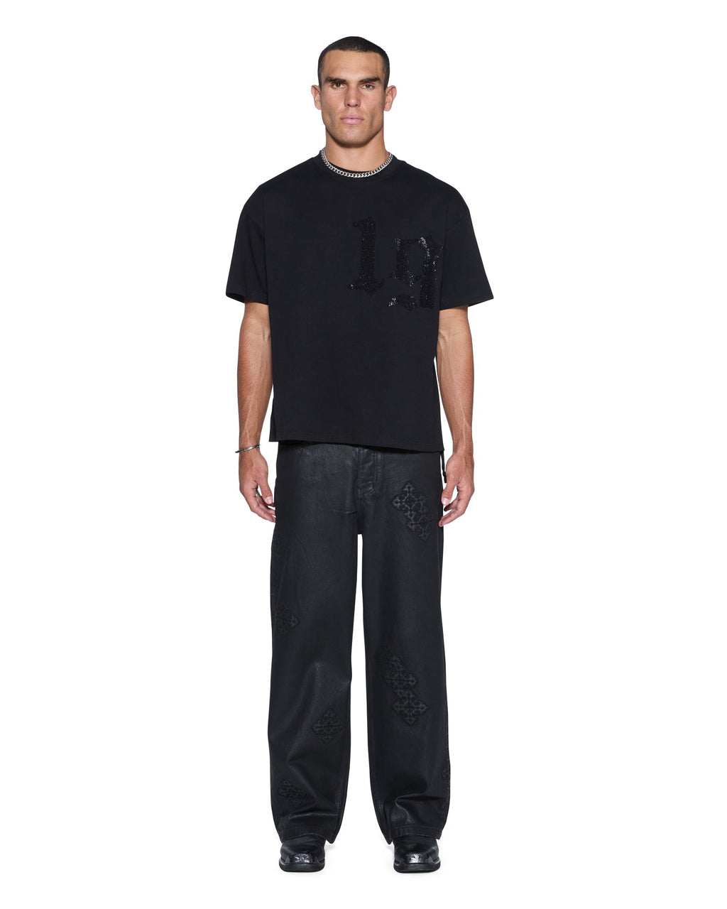 MENS STARDOM EKCESS SS TEE JET BLACK CRYSTAL TEES