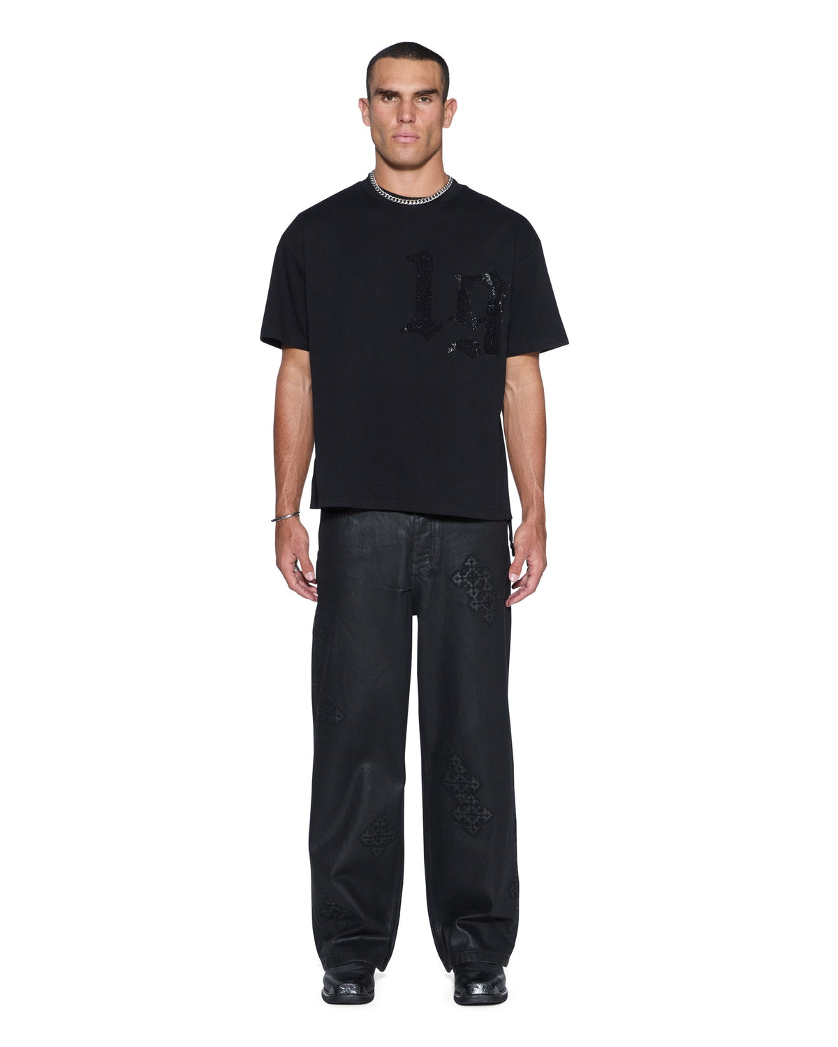 MENS STARDOM EKCESS SS TEE JET BLACK CRYSTAL TEES