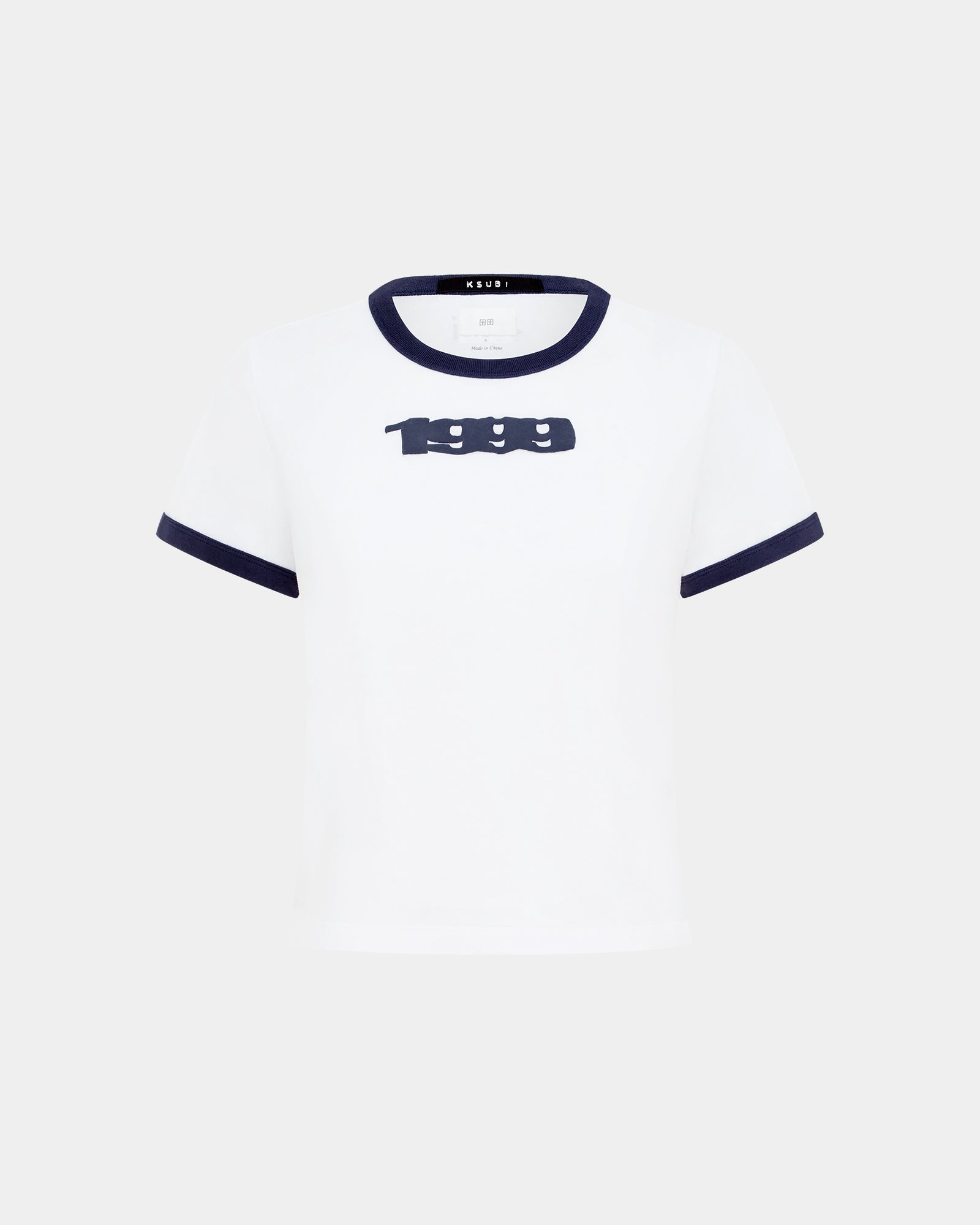 WOMENS  1999 MINI SS TEE WHITE NAVY REGULAR TEES