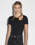 WOMENS  ARISE CUT OUT SS TEE BLACK FITTED TEES