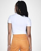 Womens Charmed Keyhole Tee White Fitted Fashion Tops - White