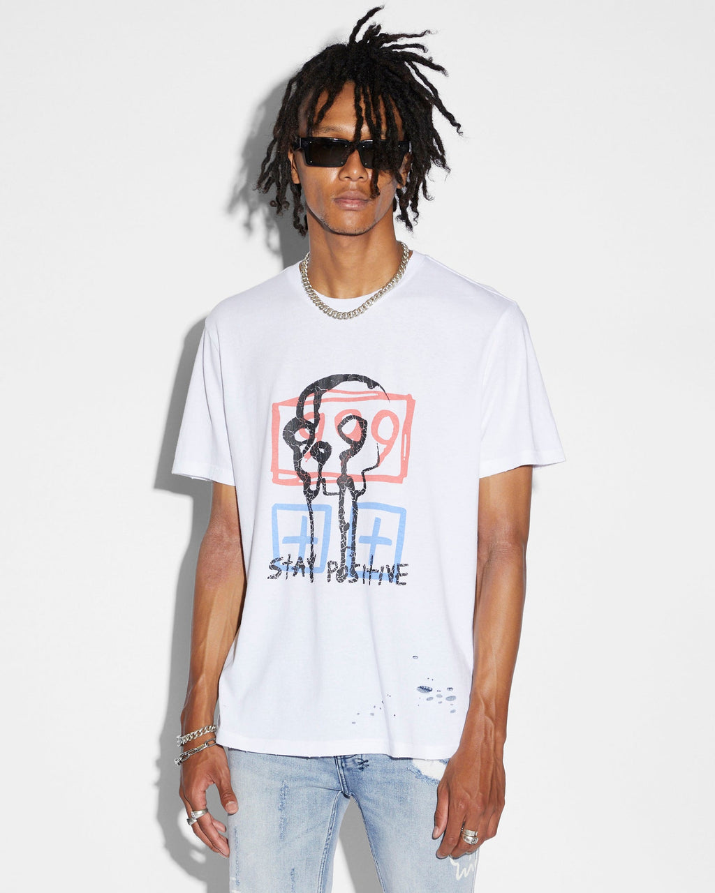 Mens Juice Wrld Kash Ss Tee Vintage White Regular Fleece - White