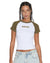 WOMENS  KSB BABY RINGER SS TEE KHAKI/WHITE FITTED TEES