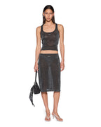 Womens Sott Midi Skirt Silver Lurex Fitted Skirts - Silver